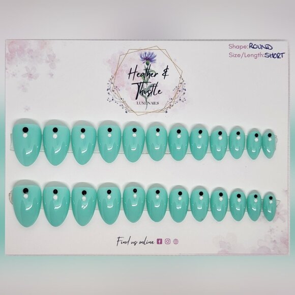 Heather & Thistle Luxe Press-On Nails - Celestial Mint - Short Round - Picture 1 of 2